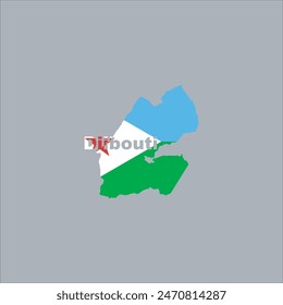 Djibouti map and flag color design on gray background