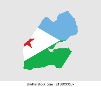 Djibouti Map Flag. Map of Djibouti with the Djiboutian country banner. Vector Illustration. svg