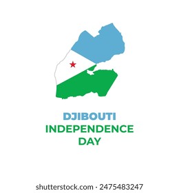 Vector de bandera del mapa de Djibouti. Diseño de Vector para celebrar el día de la independencia de Yibuti el 27 de junio.