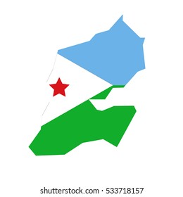 Djibouti map and flag in white background