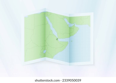 Djibouti map, folded paper with Djibouti map. Vector illustration.