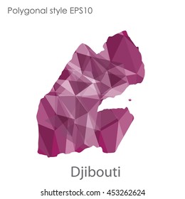 Djibouti  map in geometric polygonal style.Abstract gems triangle,modern design background. Vector illustration EPS10