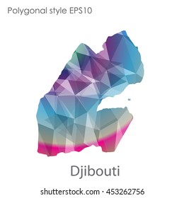 Djibouti  map in geometric polygonal style.Abstract gems triangle,modern design background. Vector illustration EPS10