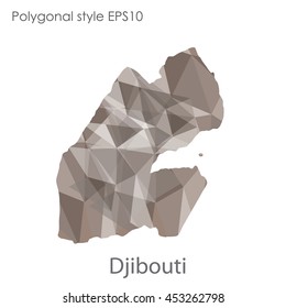 Djibouti  map in geometric polygonal style.Abstract gems triangle,modern design background. Vector illustration EPS10
