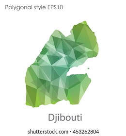 Djibouti  map in geometric polygonal style.Abstract gems triangle,modern design background. Vector illustration EPS10