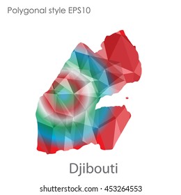 Djibouti  map in geometric polygonal style.Abstract gems triangle,modern design background. Vector illustration EPS10