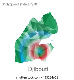 Djibouti  map in geometric polygonal style.Abstract gems triangle,modern design background. Vector illustration EPS10