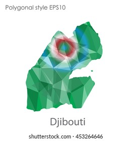 Djibouti  map in geometric polygonal style.Abstract gems triangle,modern design background. Vector illustration EPS10