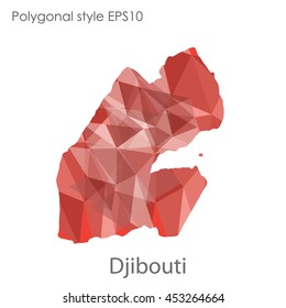 Djibouti  map in geometric polygonal style.Abstract gems triangle,modern design background. Vector illustration EPS10