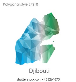 Djibouti  map in geometric polygonal style.Abstract gems triangle,modern design background. Vector illustration EPS10