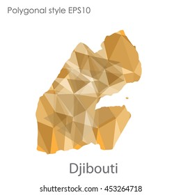 Djibouti  map in geometric polygonal style.Abstract gems triangle,modern design background. Vector illustration EPS10