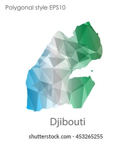 Djibouti  map in geometric polygonal style.Abstract gems triangle,modern design background. Vector illustration EPS10
