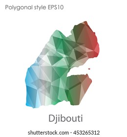 Djibouti  map in geometric polygonal style.Abstract gems triangle,modern design background. Vector illustration EPS10