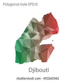 Djibouti  map in geometric polygonal style.Abstract gems triangle,modern design background. Vector illustration EPS10