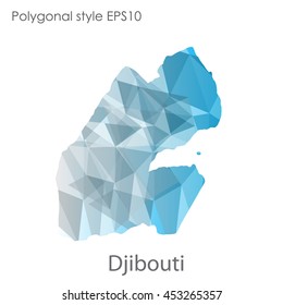 Djibouti  map in geometric polygonal style.Abstract gems triangle,modern design background. Vector illustration EPS10