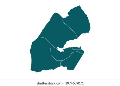 Djibouti Map Green Color on White Backgound