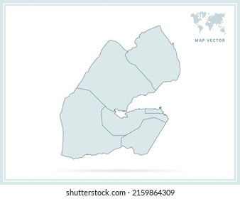 Djibouti map green vector on white background.