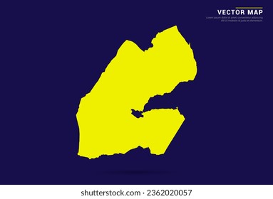 Djibouti map - High Detailed. Yellow color on dark background. Abstract design vector.