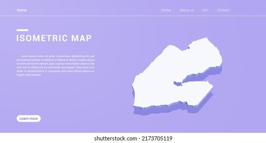 Djibouti map of isometric purple vector illustration. Web banner layout template.