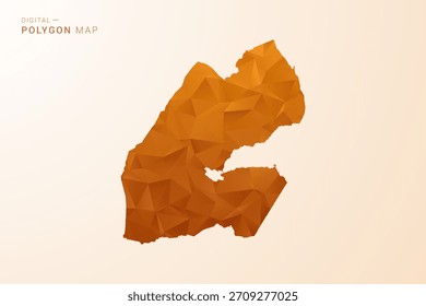 Djibouti Map - Low Poly Polygon Vector Illustration in Orange Hue, Clean Geometric Style, Isolated on White Background.