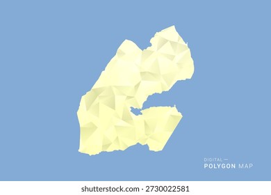 Djibouti Map in low poly polygon vector style, geometric shape illustration with soft yellow tones on blue background, clean silhouette for infographic.