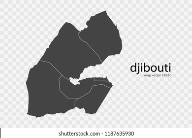 djibouti map original vector, isolated on transparent background