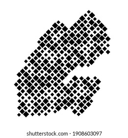 Djibouti map from pattern of black rhombuses of different sizes. Vector illustration.