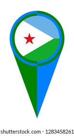 Djibouti map pointer pin icon location flag marker