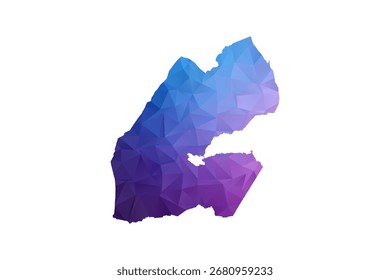 Djibouti Map - Polygon Style Vector Illustration in Blue and Purple Gradient, Low Poly Geometric Design, Isolated on White Background, Ideal for Infographics and Learning Materials.