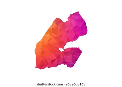 Mapa de Djibouti - Ilustración vectorial de estilo polígono en degradado naranja y rosa, diseño geométrico de bajo poli, aislado sobre fondo blanco para infografías y Educación.