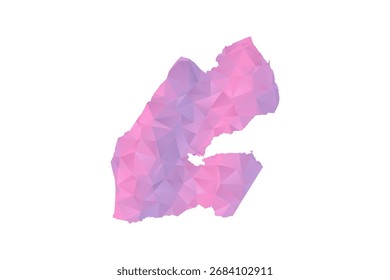 Mapa de Djibouti - Ilustração vetorial estilo polígono em gradiente rosa e roxo, baixo projeto geométrico poly, isolado no fundo branco para infográficos e educação.