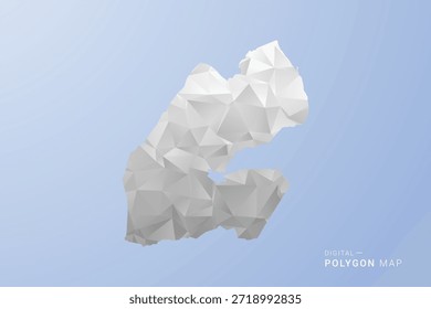 Djibouti Map - polygon style vector illustration in gray, white and blue tone, low-poly geometric design, minimal silhouette, suitable for infographic and modern design.