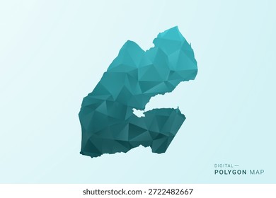 Djibouti Karte - Polygon Stil Vektorgrafik in blau-grün Low Poly geometrischen Design, moderne minimale Silhouette.