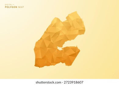 Karte von Djibouti - Vektorgrafik im Polygonstil in gelbem und orangefarbenem geometrischem Low-Poly-Design, moderne minimale Silhouette, einzeln für Infografik.