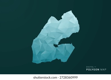 Yibuti Mapa - Ilustración vectorial de estilo polígono en diseño geométrico de bajo poli verde y azul, silueta mínima limpia para infografía.