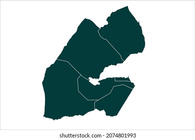 Djibouti map Sacramento green Color on White Background