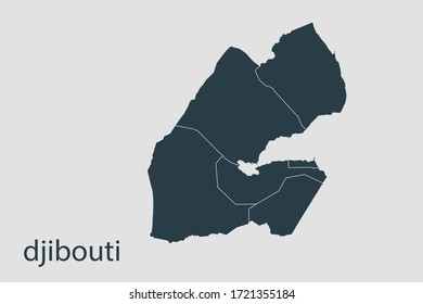 djibouti-Kartenvektor, Abstraktes Design, Vektorgrafik Eps10. Navy Farbe. Hoch detailliert auf weißem Hintergrund.
