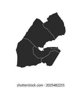 Mapa vectorial de Yibuti, color oscuro.aislado en fondo transparente. 