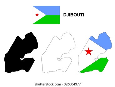 Djibouti map vector, Djibouti flag vector, isolated Djibouti