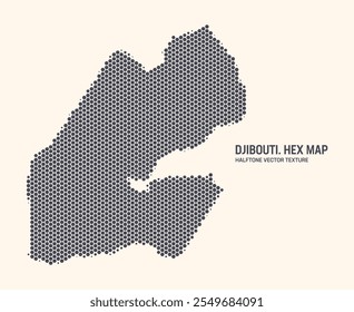 Dschibuti Karte, Vektorgrafik hexagonale Halbtonmuster einzeln auf hellem Hintergrund. Hex Texture in Form einer Karte von Dschibuti. Moderne technologische militärische Kontur Karte von Dschibuti für Design-Projekte