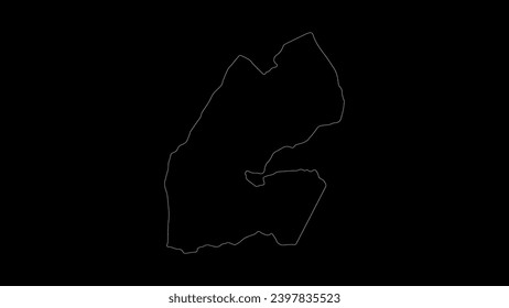 Djibouti map vector illustration. Drawing with a white line on a black background.