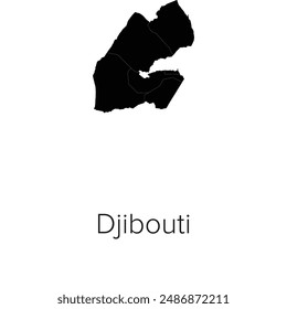 Djibouti Map Vector Illustration - Silhouette, Outline, Djibouti Travel and Tourism Map