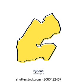 Djibouti map vector illustration template design. Outline style.