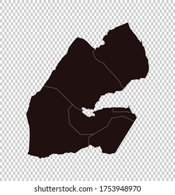 Djibouti map vector, isolated Brown color on transparent background