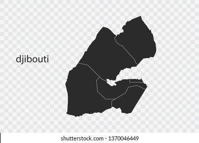 djibouti map vector, isolated on transparent background