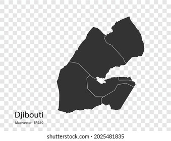 Djibouti map vector, isolated on transparent background