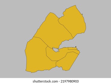Djibouti map vector, Isolated on gray background