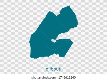 djibouti map vector, isolated teal color on transparent background