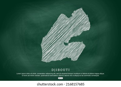Djibouti Map - World Map International vector template with white outline graphic sketch and old school style  isolated on Green Chalkboard background - Vector illustration eps 10