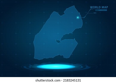 Djibouti Map - World Map International vector template with Hologram in perspective style and HUD, GUI, UI interface isolated on blue background for design - Vector illustration eps 10